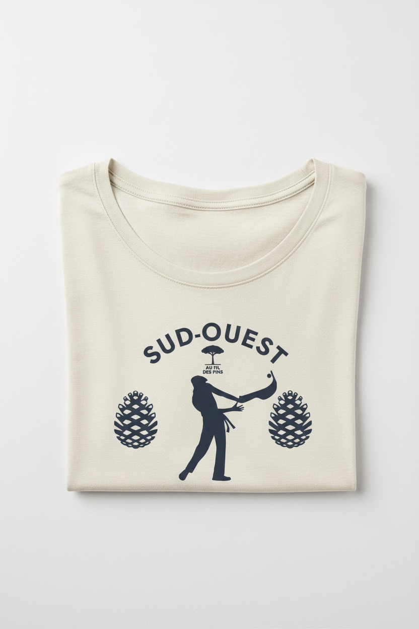 T-shirt plié naturel col échancré