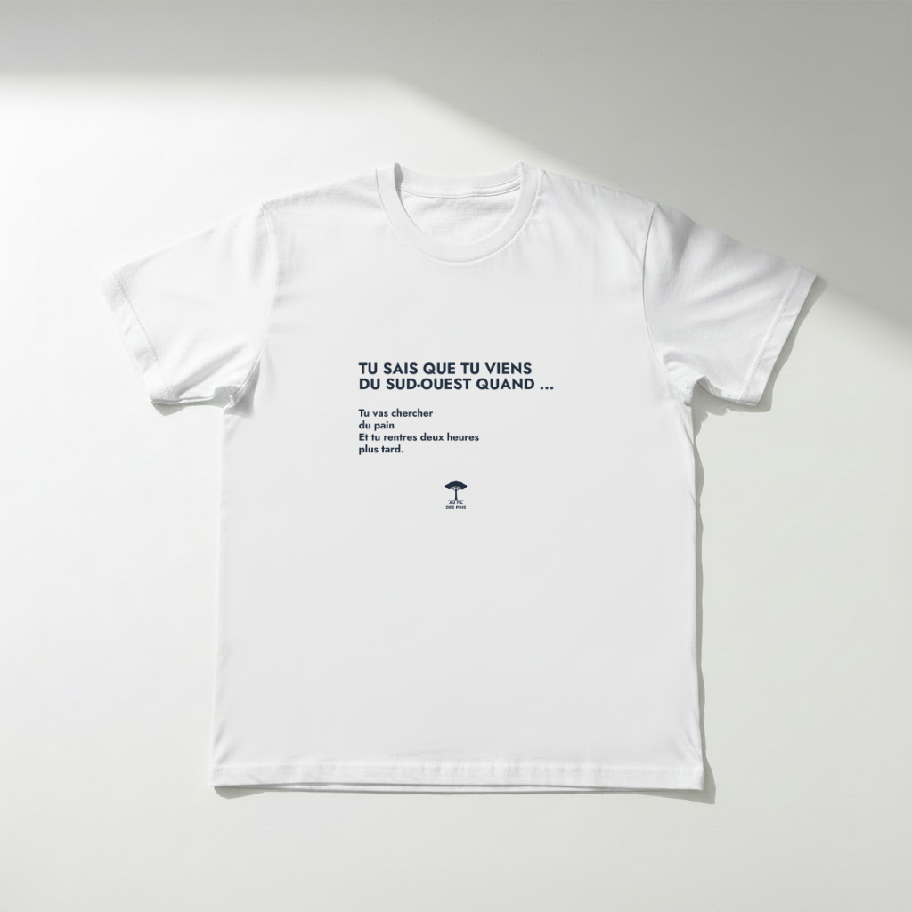 t shirt blanc à plat imprimé Le Marché