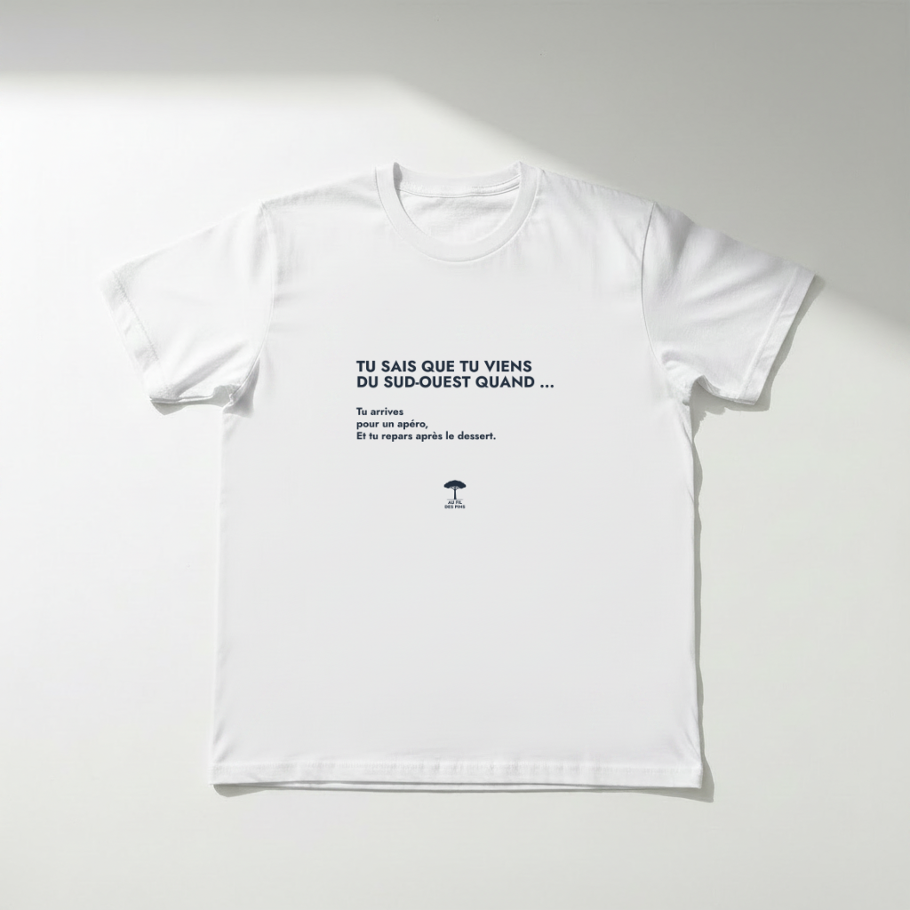 t shirt blanc à plat imprimé apéro