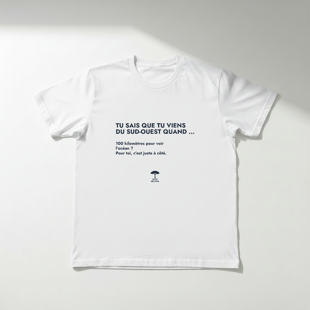 t shirt blanc à plat imprimé Océan