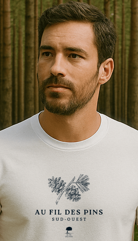 🇫🇷 Tee-shirt français homme Branche de pin - Au Fil des Pins