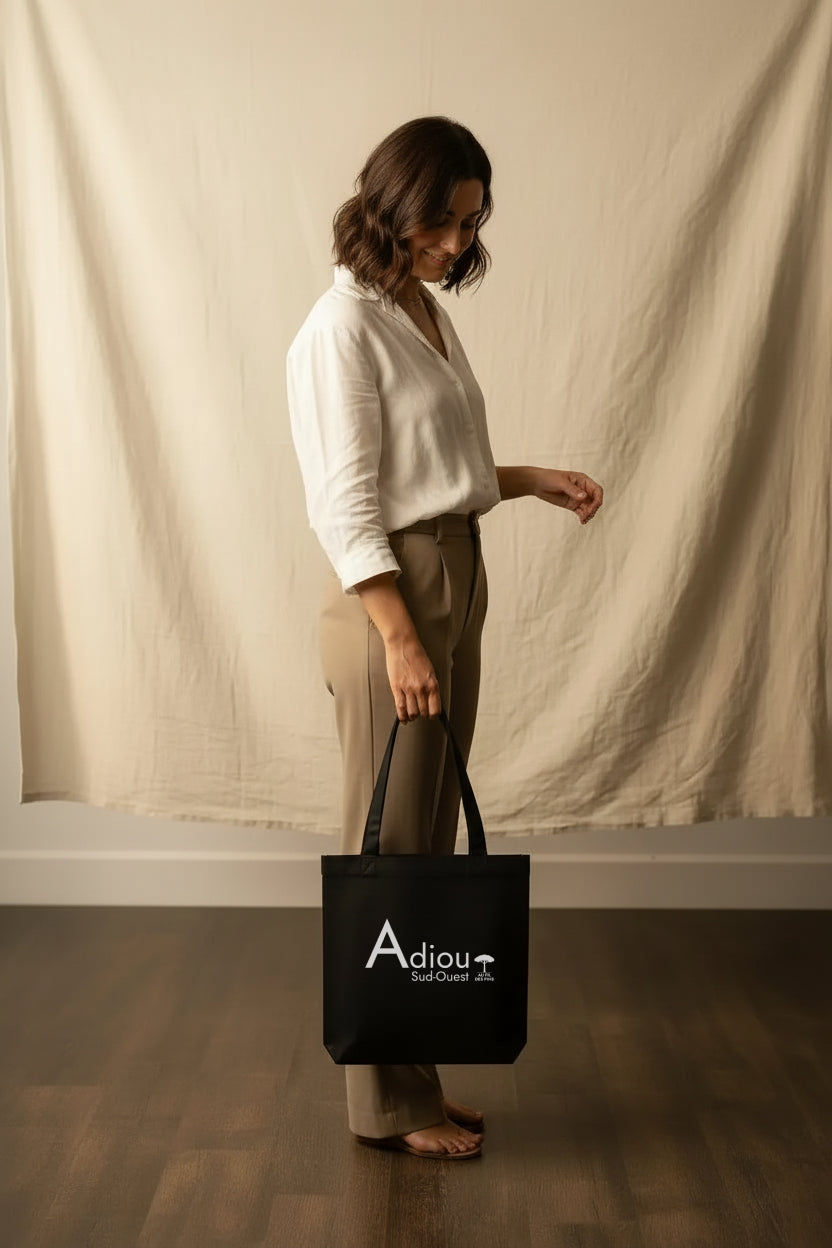 Tote bag noir Au Fil des Pins — Coton recyclé
