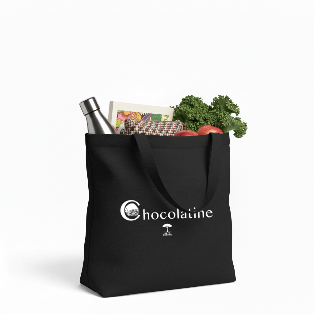 Tote Bag Noir Chocolatine Éco-Responsable | Coton Recyclé