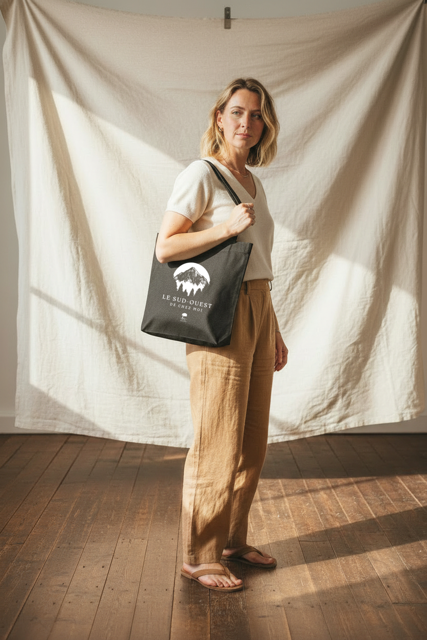 Tote Bag Noir Pyrénées – L'Essence des Montagnes