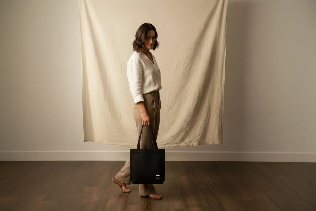 Tote Bag Noir Éco-Responsable – Au Fil des Pins | Coton Recyclé